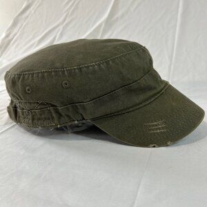 SCALA PRONTO Cadet Military Style Cap Green OSFM FACTORY DISTRESSED